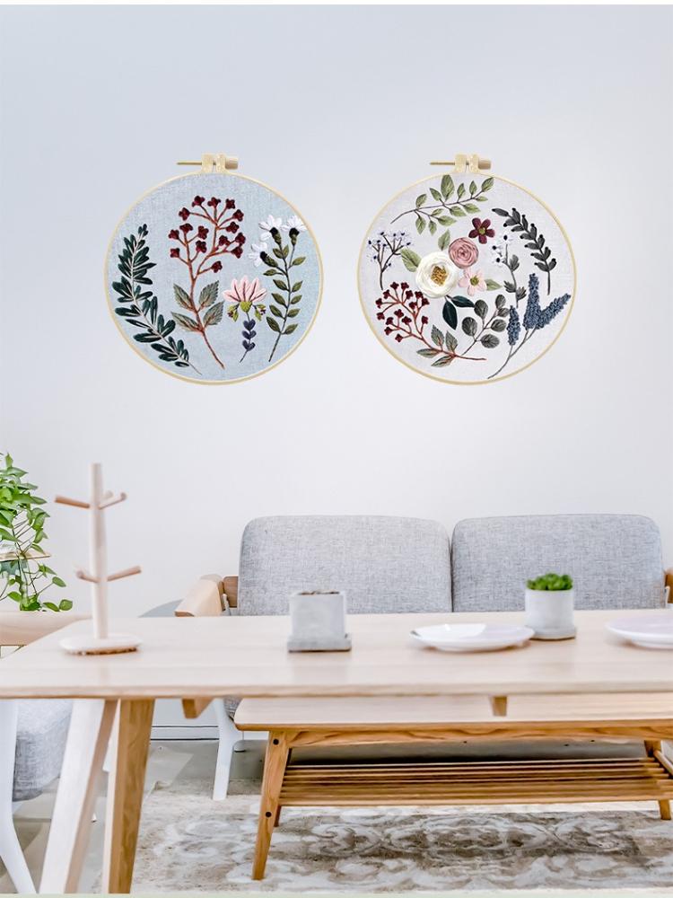 1pc Floral Embroidery DIY Fabric Craft Kit with Tools