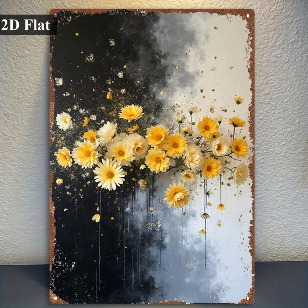 Vintage Metal Tin Sign Bird Feeding Chicks on Flowers Florist Decor For Living Room 20x30cm