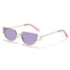 Luxury Designer Triangle Cat Eye Sunglasses Women Vintage Steampunk Half Frame Metal Shades Sun Glasses