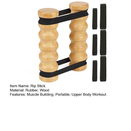 Rip Stick Upper Body Workout Equipment Adjustable Resistance Bands with Wooden Handles Home Gym Portable Arm Chest Exercise Muscle Building Equipment