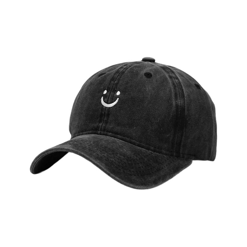 

Practical Cotton Baseball Cap With Distressed Finish Adjustable Strap Fashion Hat For Men Women Outdoor Activities чёрный