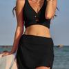 Solid Push Up High Waist Skort Sexy Two Piece Bikini Set Elegant Slimming