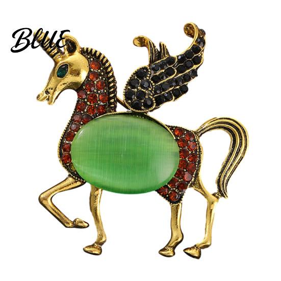 Rainbow Unicorn Pin Brooch Horse Design Enamel with Imitation Crystals