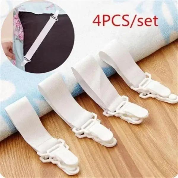 4pcs/Set Bed Sheet Fasteners Mattress Cover Blankets Grippers Clip Holder Bed Fastener Elastic Straps Fixing Slip-Resistant Belt