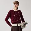 Zhaojun Women's 100% Cashmere Thickened Embroidered Crewneck Sweater