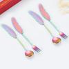 2pcs Stainless Steel Spoon Fork Set For Dessert Cake Ice Cream Coffee Tea Service Small Spoon Kitchen Barware Utensils
