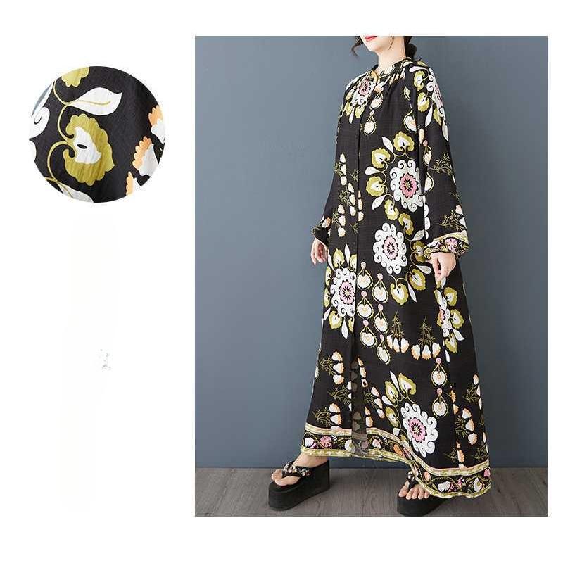 Women's Retro Single Breasted Long Shirt Shirt Dress