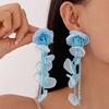 Holiday style hand-woven lace flower fringed silver needle earrings summer sweet premium earrings