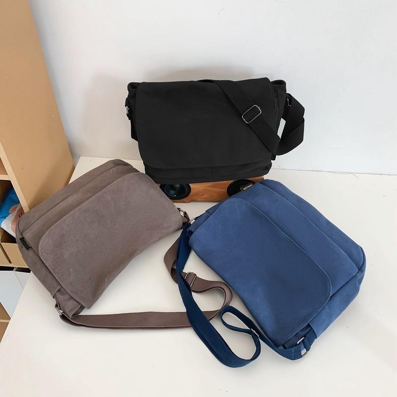 Simple Large-capacity Bag New Canvas Bag Female College Student Couple One-shoulder Messenger Bag