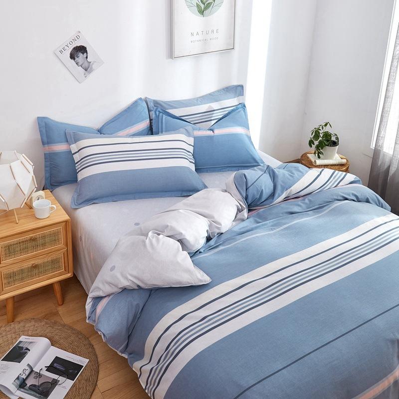 Vierteiliges Set aus Bettwäsche aus reiner Baumwolle, Bettbezug, Bettwäsche, dreiteiliges Bettlaken-Set für den Schlafsaal