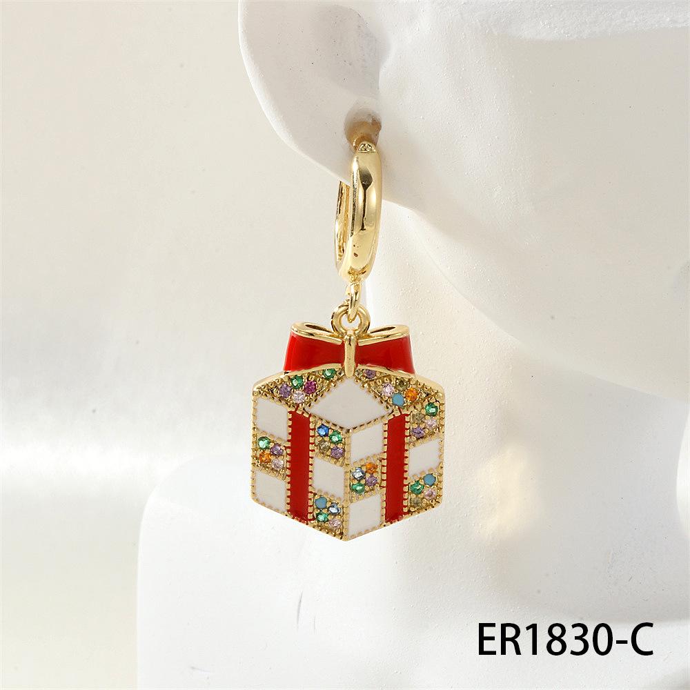 Christmas Lolita Fashion Hoop Earrings: Snowflake, Reindeer & Tree Charm Set