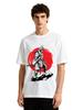 Mens Japanese Samurai Warrior Graphic Tshirt Retro Streetwear Print Casual Short Sleeve Pink Cotton Tee