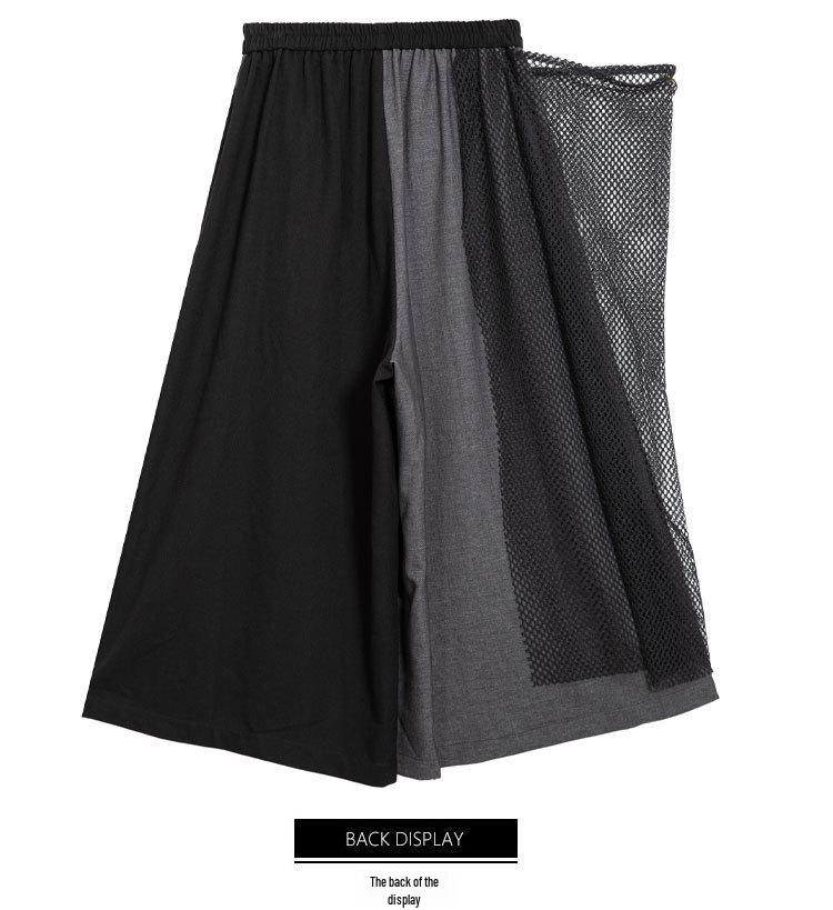 2025 Autumn/Winter Niche Fashion Elastic Waist Patchwork Wide-Leg Culottes Plus Size