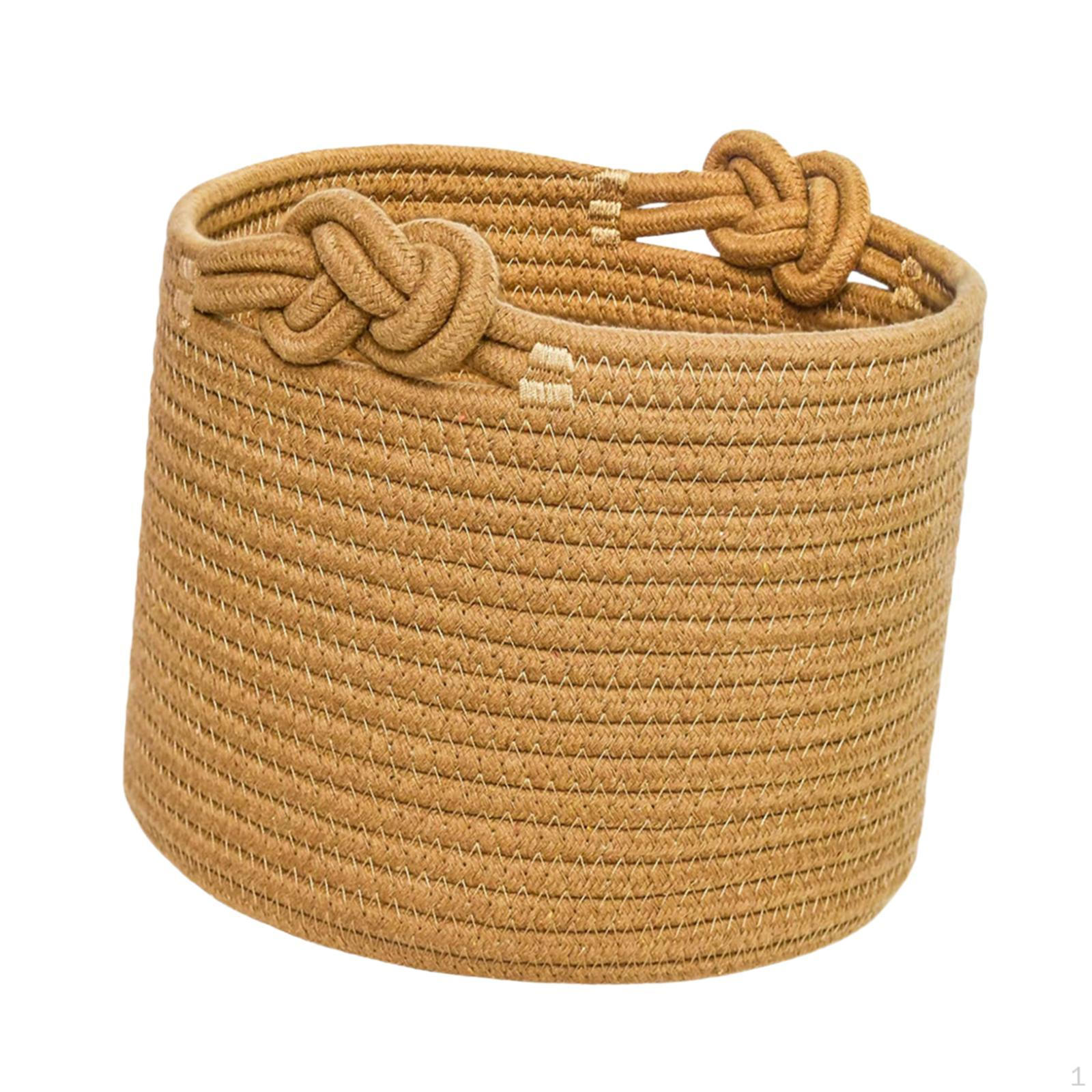 Круглая корзина из хлопковой веревки с ручкой для хранения игрушек и растений коричневый 1190₽