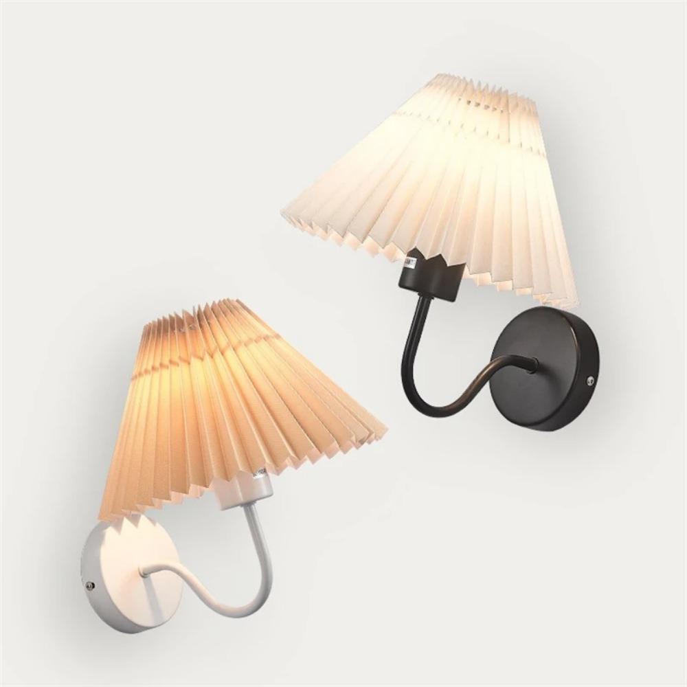 Modern Simple Wall Lamps LED Metal Curved Pleated Lampshade Wall Lamp Nordic Room Decor Living Room Aisle Background Wall Lights