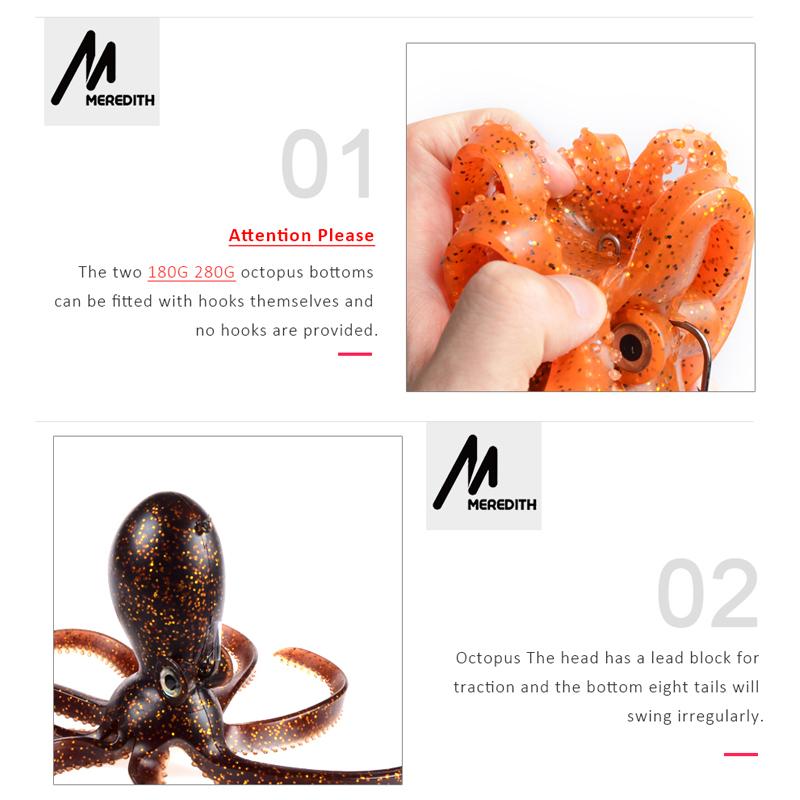 MEREDITH Package Lead Fishing Lure 23g 9cm Long Tail Soft Octopus Artificial Silicone Soft Bait