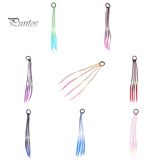 Flettet parykk Hårtau Elastisk bånd Ingen hodebunnsskade Hårslips Fargerikt tau Gradient farge Parykk Pigtail Hårtilbehør