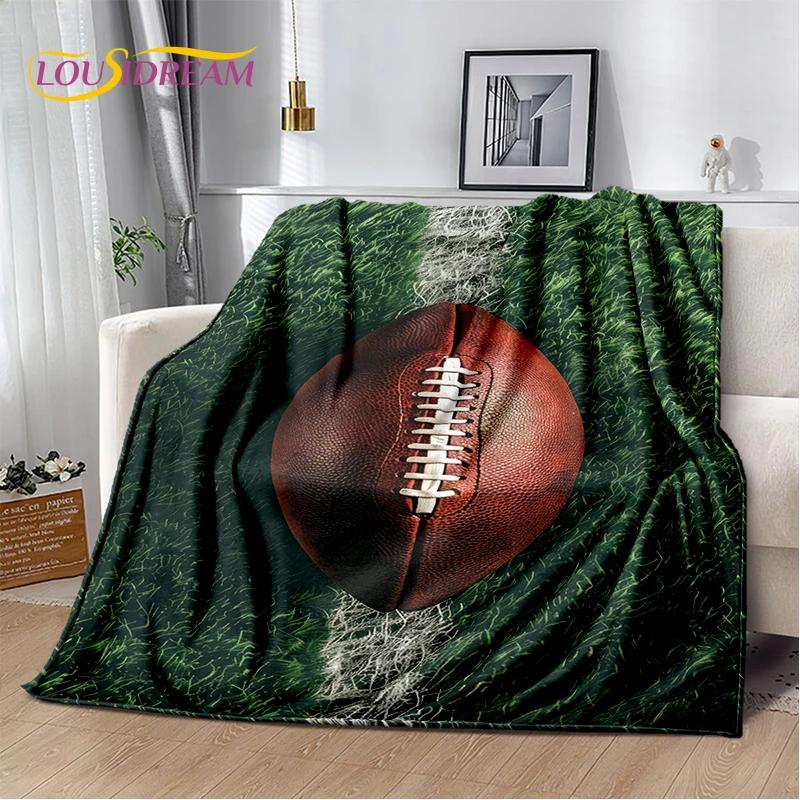3D Rugby Field Rugby American Football Cartoon 2026 Soft Blanket,Soft Throw Blanket for Home Bedroom Bed Sofa Travel Cover Child