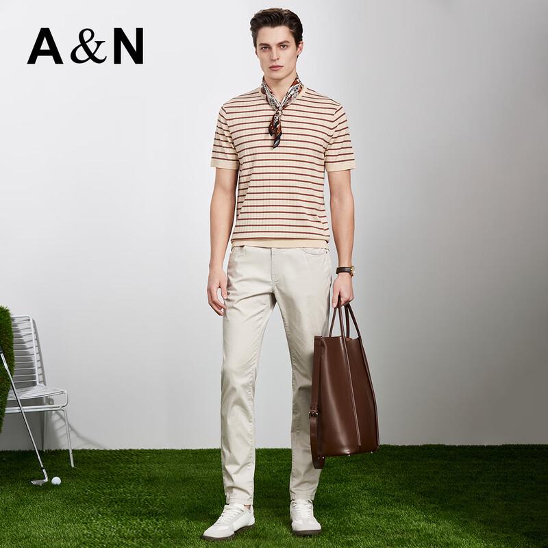 Men's Mulberry Silk & Lyocell Striped T-Shirt