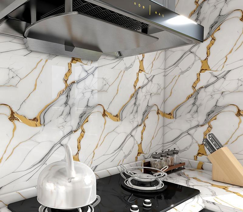 Self Adhesive Marble Vinyl Wallpaper for Kitchen Bathroom Livingroom Home Decoration Waterproof Wall Stickers Films 60x200cm