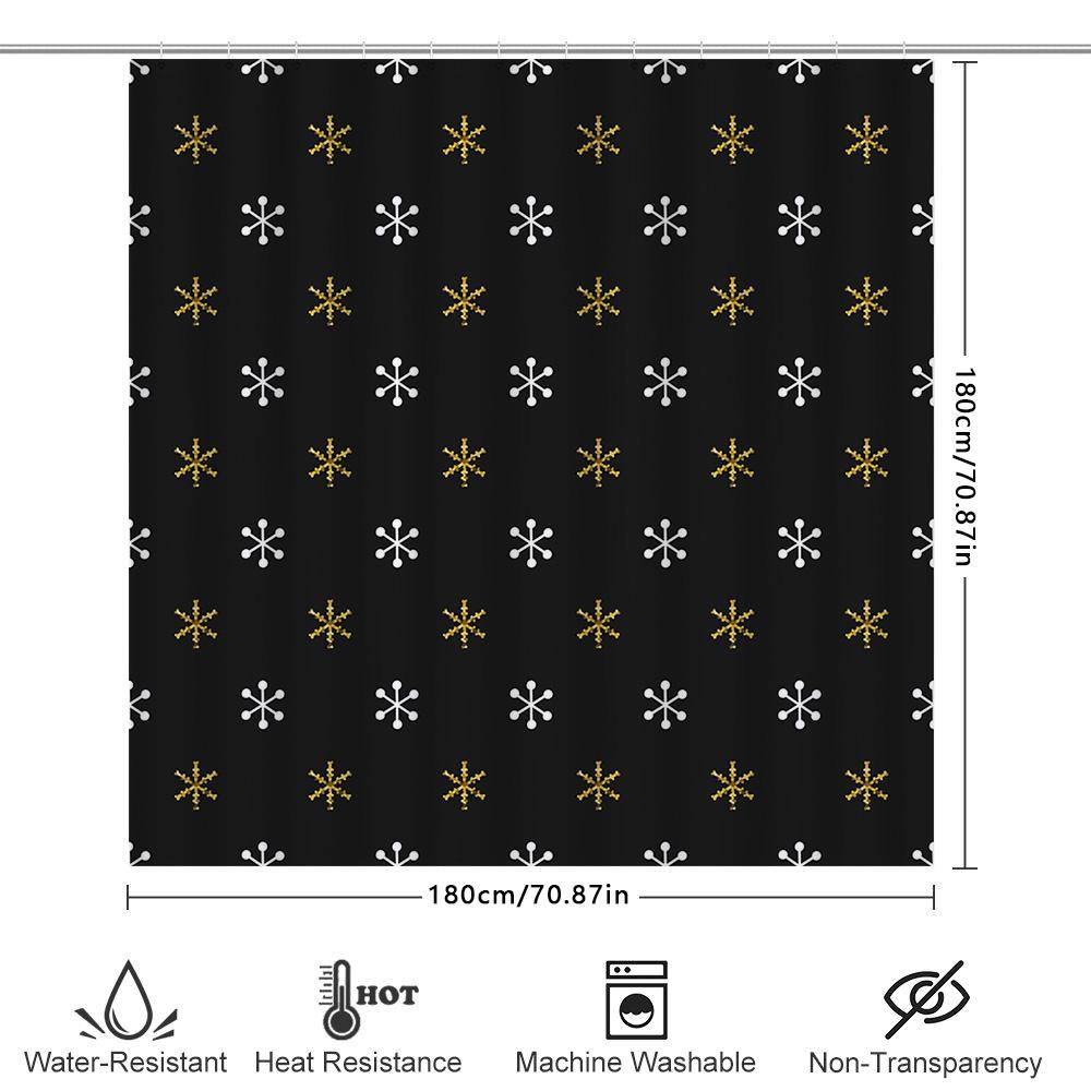 Black Shower Curtain With A Pattern Of Snowflakes Bathroom Decor Accessories For Home Decoration Waterproof Fabric For Bath Time