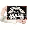 Metal Wall Art Sign Funny Vintage Home Decor Cat Theme Wall Hanging for Living Room Cafe Bar