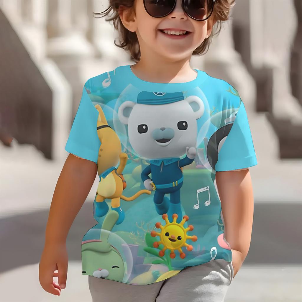 Summer Round Neck 3D Printed Cartoon O-octonauts Pattern Top Fashionable Casual Short Sleeved Children's Boy T-shirts