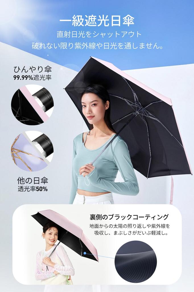 Over Light Blocking UV Light Heat for Both Sun and Folding UV Heat Stroke Sun Folding Automatic Storage Pouch Gift Present [JIS Certified, 99.99%