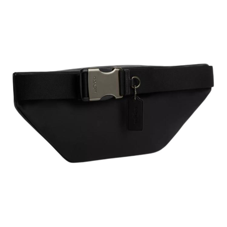 Coach Racer Gürteltasche 41 Logo Reißverschluss Glattes Kalbsleder Beschichtetes Canvas Hüfttasche Große Herren Hüfttasche Anthrazit CT714-QBMI5