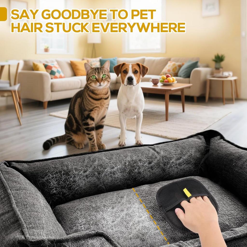 Pet Hair Removal Tool Reusable Static Removal Gloves, Double-Sided Grooming Gloves for Pets, Removes Pet Fur Hair for Carpets