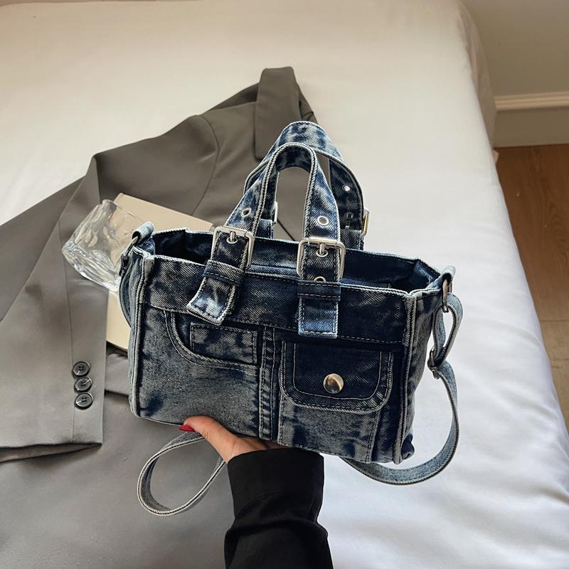 Bolso Cuadrado Pequeño de Mezclilla Bolso de Hombro Cruzado para Mujer