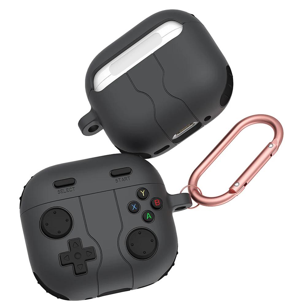 Case for AirPods4 with Soft Silicone Exterior and Carabiner Attachment for Secure Storage and Charging Compatibility