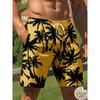 Men's Shorts Black and White Coconut Tree Print Suitable for Vacation
