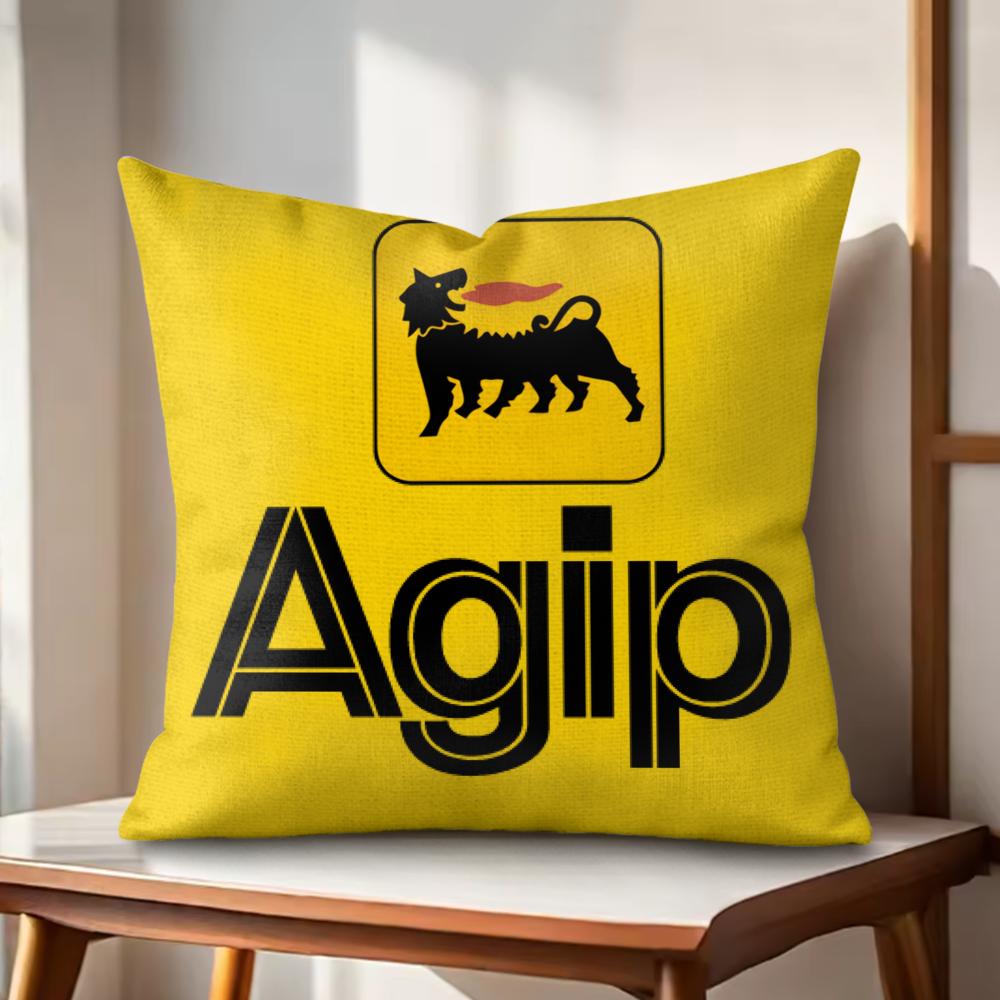 Cool AAgip Logo Cushion Cover Natural Linen Organic Fabric DoubleSided Printing Couch Pillow Covers Home Decor