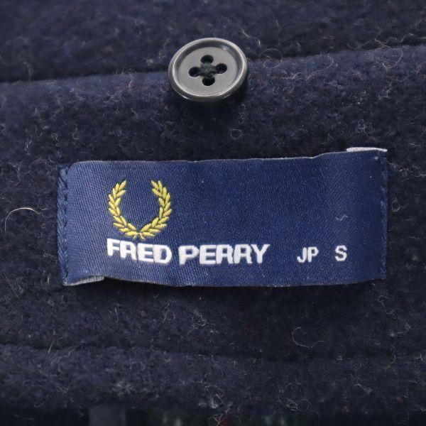 Fred Perry Wool Blend Stainless Collar Coat S Navy Blue Women Used