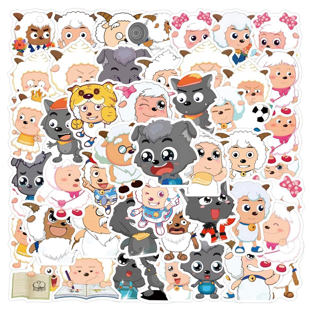 60 Cute Cartoon Pleasant Goat & Big Bad Wolf Stickers for Journals, DIY Stationery, Phones & Laptops