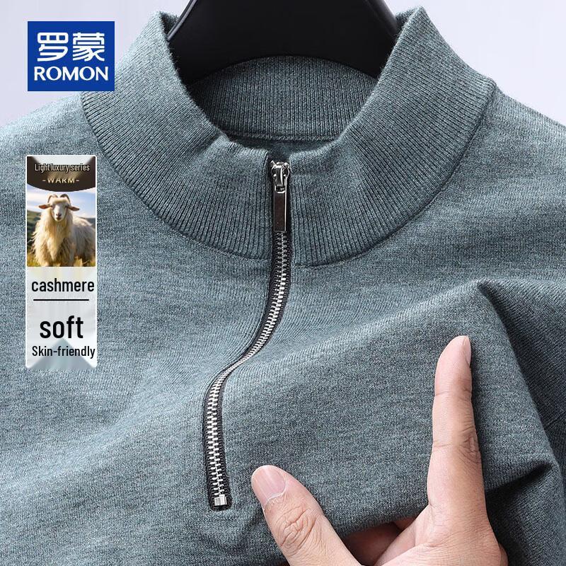 ROMON Men's Cashmere Blend Half-Zip Mock Neck Sweater
