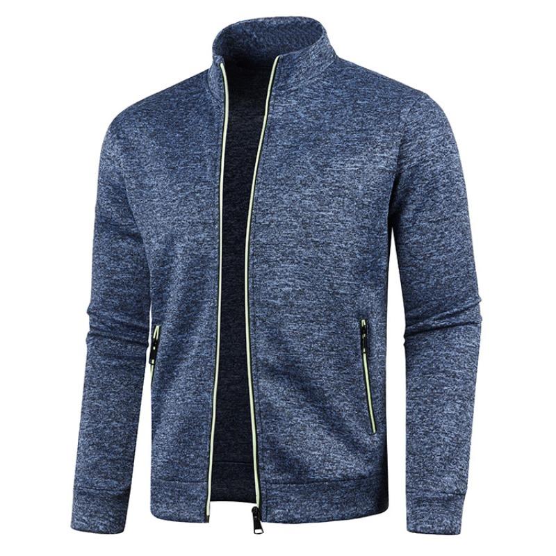 Autumn and Winter Men's Long Zipper Sweater Sleeves Thin Velvet Trendy Tops Sweater Jackets for Men Plus Size