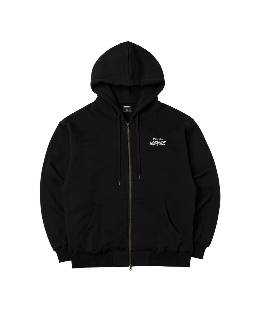 Urbanage Design Studio Logo Oversized Zip-Up Hoodie_Black