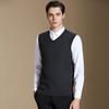 Machine washable&fine spun thickened twill vest men's pullover jacquard wool sweater V-neck knitted vest
