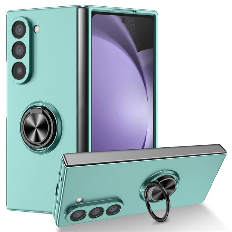 Ultra Thin Matte Hard PC Folding Phone Case for Samsung Galaxy Z Fold 7 6 5 4 3 360 Rotating Ring Holder Cover
