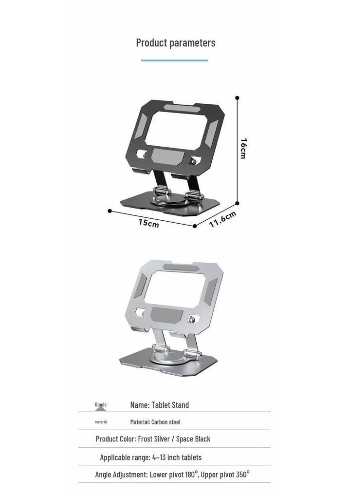 360° drehbarer Vollmetall-Kohlenstoffstahl-Ständer für Handy und Tablet - Tragbar, faltbar, ideal zum Spielen