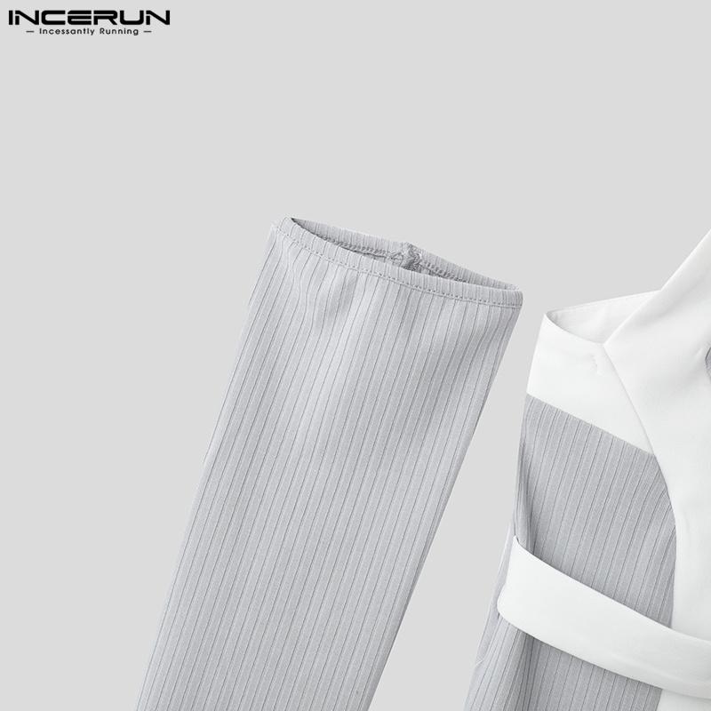 INCERUN Men Turtleneck Stitching Oversleeve Rib Casual Fitted Tank Tops