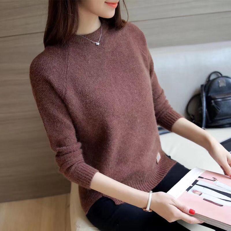 Spring and Autumn Women's Loose Round Neck Pullover Sweater