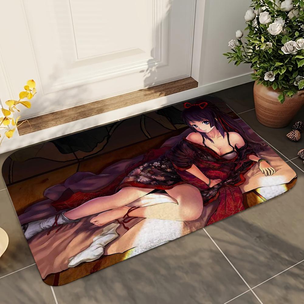 

1pc Sexy Japan Anime Girl Bathroom Absorbent Mats Anti-Slip Mats Home Decor Supplies Carpets Home Kitchen Floor Mats 40x60cm