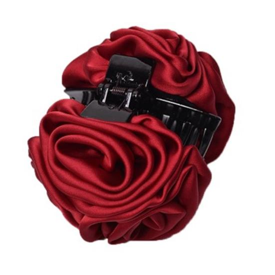 

Нескользящая Зубчатая Заколка-Клешня для Волос Женская Шифоновая с Розой и Бантом Зажим-Зажим Фантазийные Аксессуары вино красного