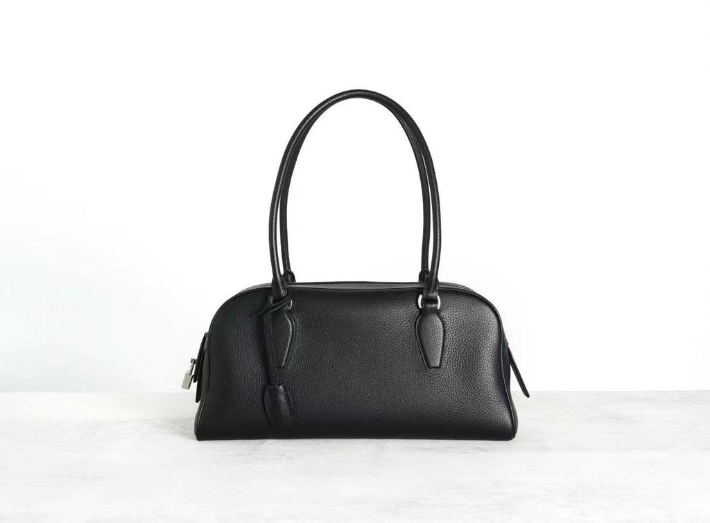 Row Family New Style Cowhide Baguette Tote - Simple Design, Underarm and Shoulder Carry, Horizontal Layout