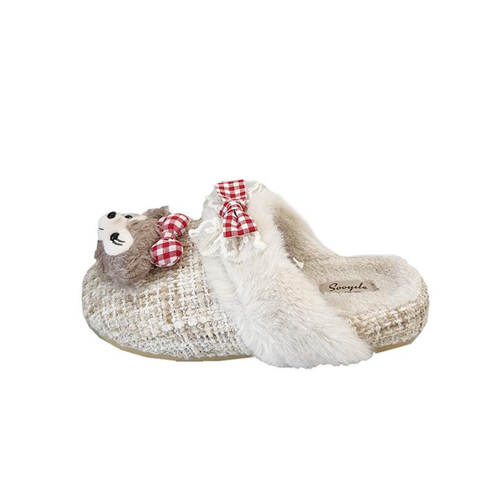 Shirley Rose Baumwollsuede lässige Mädchen Hausschuhe Herbst und Winter niedliche Cartoon Mädchen warme Tasche Kopf schleppend flauschige Hausschuhe