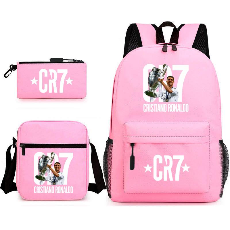Sports Football Team Print Youth Primary and Secondary School Students C Luo Schoolbag Men and Women Leisure Travel Backpack CR7