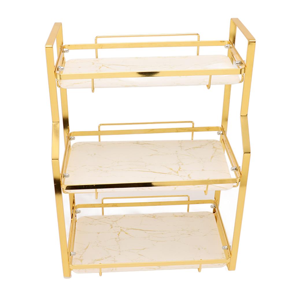 Bathroom Storage Shelf Wall Mounted Corner Organizer Standing Rack for Living Room Bedroom Kitchen White and Gold